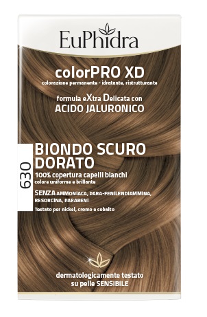EUPHIDRA COLORPRO XD 630 BIONDO SCURO DORATO GEL COLORANTE CAPELLI IN FLACONE + ATTIVANTE + BALSAMO + GUANTI - goldeneffe.it