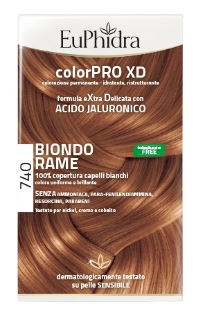 EUPHIDRA COLORPRO XD 740 BIONDO RAME GEL COLORANTE CAPELLI IN FLACONE + ATTIVANTE + BALSAMO + GUANTI - goldeneffe.it