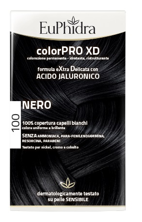 EUPHIDRA COLORPRO XD 100 NERO GEL COLORANTE CAPELLI IN FLACONE + ATTIVANTE + BALSAMO + GUANTI - goldeneffe.it