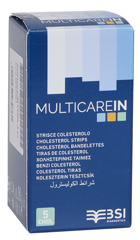 TEST COLESTEROLEMIA MULTICARE IN COLESTEROLO IN STRISCE CON ASPIRAZIONE CAPILLARE 5 PEZZI - goldeneffe.it