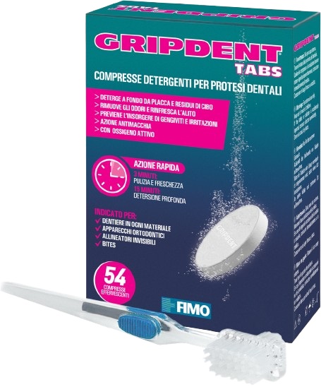 GRIPDENT TABS 54 COMPRESSE + SPAZZOLINO PULITORE - goldeneffe.it
