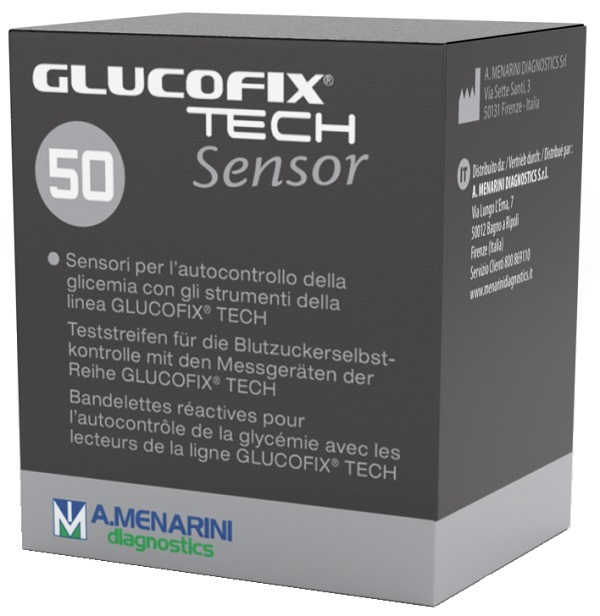 STRISCE MISURAZIONE GLICEMIA GLUCOFIX TECH SENSOR 50 PEZZI - goldeneffe.it