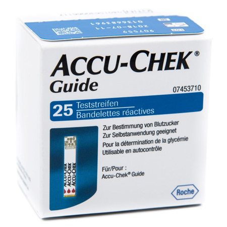 STRISCE MISURAZIONE GLICEMIA ACCU-CHEK GUIDE 25 PEZZI CONFEZIONE RETAIL - goldeneffe.it