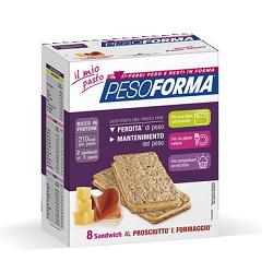 PESOFORMA SANDWICH PROSCIUTTO/FORMAGGIO 4 PASTI 8 PEZZI X 25 G - goldeneffe.it