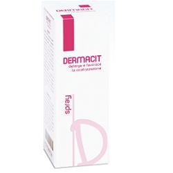 DERMACIT SPRAY FLACONE CILINDRICO IN PE BIANCO CON TASTO EROGATORE SPRAY IN PP BIANCO E CAPPUCCIO SALVATASTO TRASPARENTE,DISPOSITIVO MEDICO 1 PZ - goldeneffe.it
