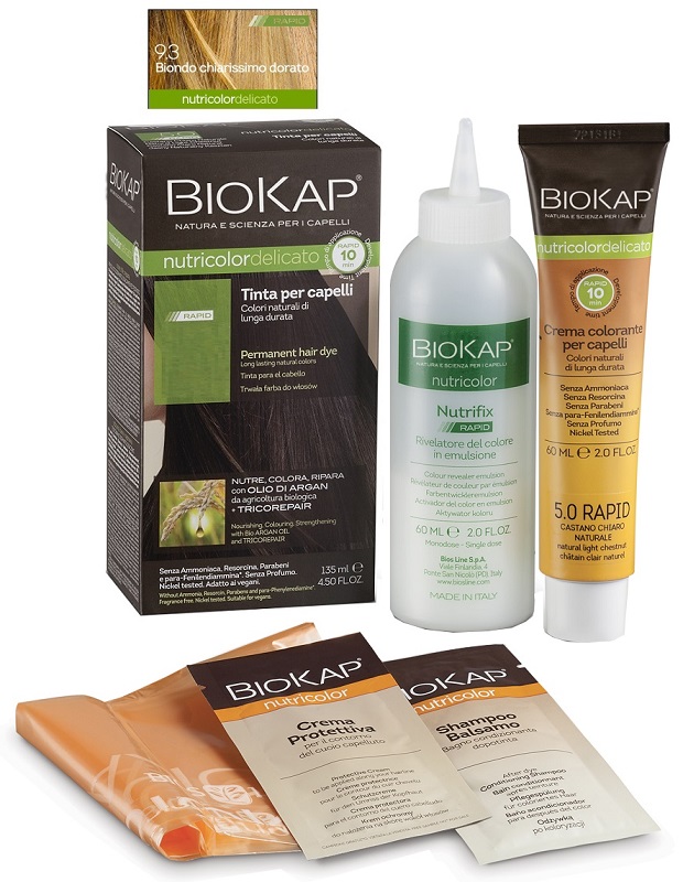 BIOS LINE  BIOKAP NUTRICOLOR DELICATO RAPID TINTA 9,3 BIONDO CHIARISSMO DORATO 135 ML - goldeneffe.it