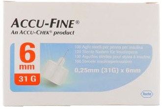 AGO PER PENNA DA INSULINA ACCU-FINE PEN NEEDLE ACCU-CHEK GAUGE 31 X 6MM 100 PEZZI - goldeneffe.it