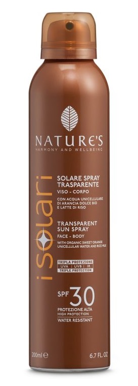 NATURE'S I SOLARI SPRAY TRASPARENTE SPF30 200 ML - goldeneffe.it