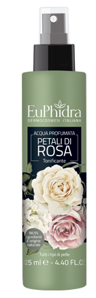EUPHIDRA ACQUA PROFUMATA ROSA IN FLACONE CON ETICHETTA POMPA SPRAY - goldeneffe.it