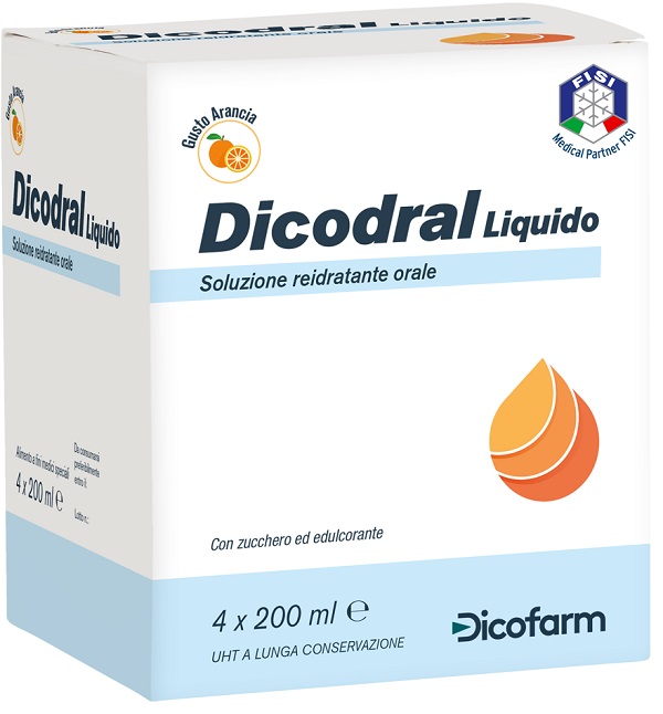 DICODRAL LIQUIDO SOLUZIONE REIDRATANTE ORALE 4 X 200 ML - goldeneffe.it