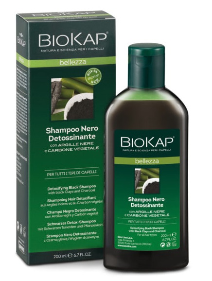 BIOKAP BELLEZZA SHAMPOO NERO DETOSSINANTE 200 ML BIOSLINE - goldeneffe.it