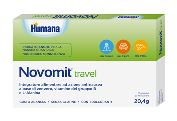 NOVOMIT TRAVEL 12 GOMME DA MASTICARE GUSTO ARANCIA - goldeneffe.it