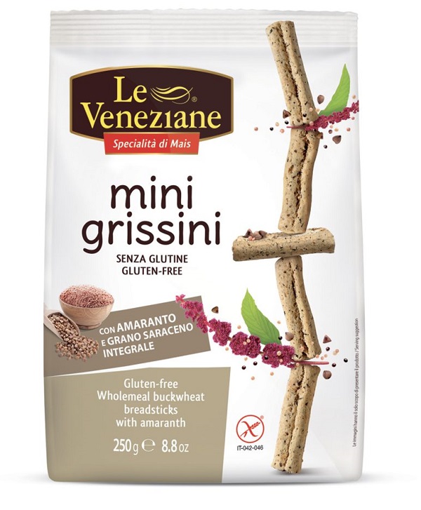 LE VENEZIANE MINIGRISSINI GRANO SARACENO INTEGRALE CON AMARANTO 250 G - goldeneffe.it