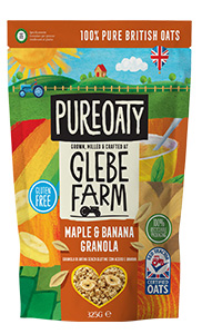 GLEBE FARM GRANOLA AVENA CON SCIROPPO D'ACERO E BANANA 325 G - goldeneffe.it