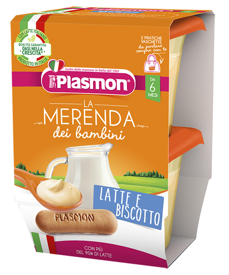 PLASMON LA MERENDA DEI BAMBINI MERENDE LATTE BISCOTTO ASETTICO 2 X 120 G - goldeneffe.it