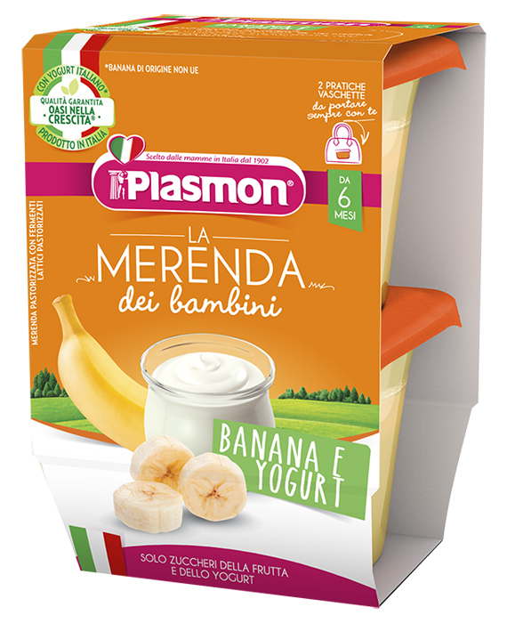 PLASMON LA MERENDA DEI BAMBINI SAPORI DI NATURA BANANA YOGURT ASETTICO 2 X 120 G - goldeneffe.it