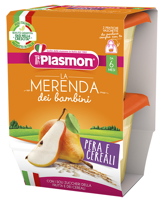 PLASMON LA MERENDA DEI BAMBINI SAPORI DI NATURA PERA CEREALI ASETTICO 2 X 120 G - goldeneffe.it