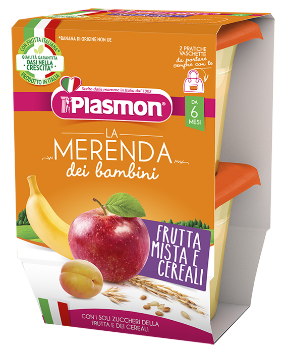 PLASMON LA MERENDA DEI BAMBINI MERENDE FRUTTA CEREALI ASETTICO 2 X 120 G - goldeneffe.it