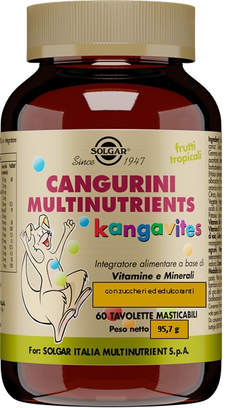 CANGURINI MULTINUTRIENTS FRUTTI TROPICALI 60 TAVOLETTE - goldeneffe.it