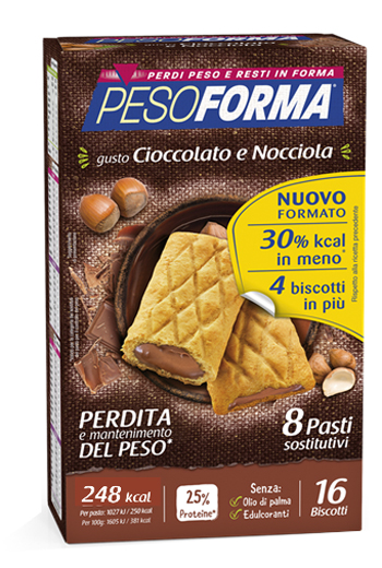 PESOFORMA BISCOTTO CIOCCOLATO NOCCIOLA 16 PEZZI 33 G - goldeneffe.it
