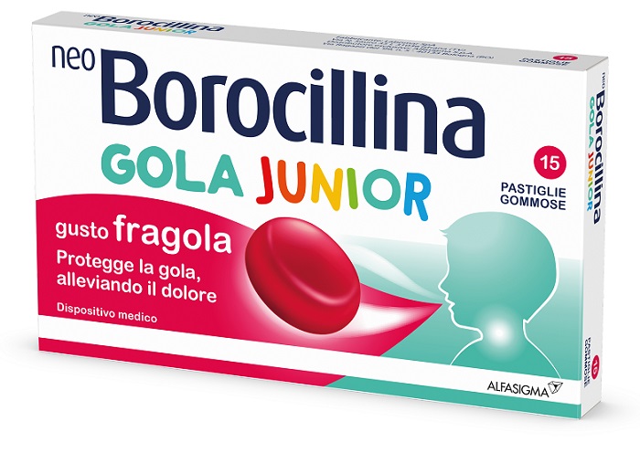 NEOBOROCILLINA GOLA JUNIOR 15 PASTIGLIE GUSTO FRAGOLA - goldeneffe.it