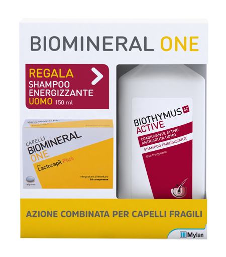 BIOMINERAL ONE LACTOCAPIL 30 COMPRESSE + BIOTHYMUS SHAMPOO UOMO ENERGIZZANTE 150 ML - goldeneffe.it