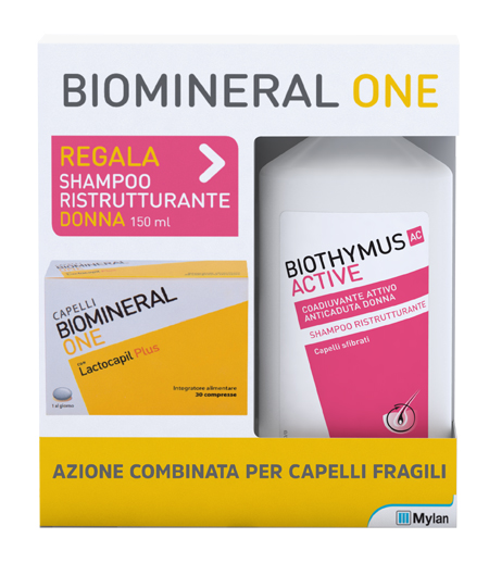 BIOMINERAL ONE LACTOCAPIL 30 COMPRESSE + BIOTHYMUS SHAMPOO DONNA RISTRUTTURANTE 150 ML - goldeneffe.it