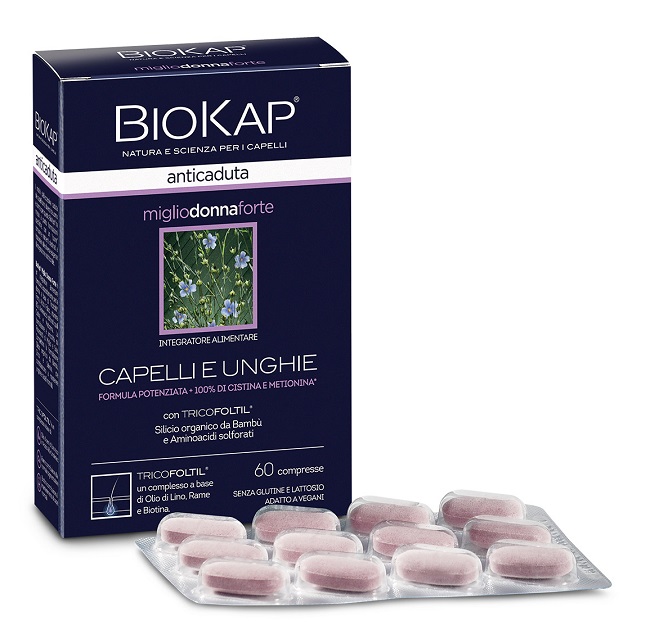 BIOKAP ANTICADUTA MIGLIO DONNA FORTE CON TRICOFOLTIL 60 COMPRESSE - goldeneffe.it