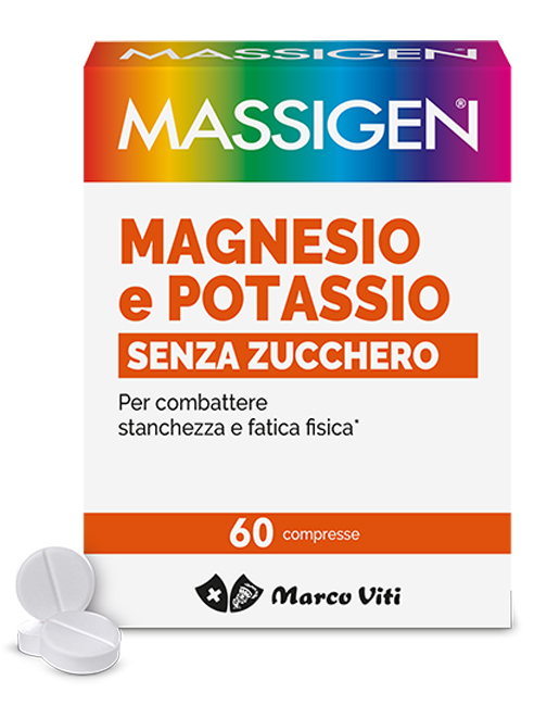 MASSIGEN MAGNESIO POTASSIO SENZA ZUCCHERI 60 COMPRESSE - goldeneffe.it