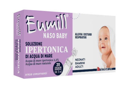 EUMILL NASO BABY SOLUZIONE IPERTONICA 20 CONTENITORI MONODOSE 5 ML - goldeneffe.it