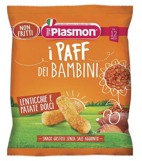 PLASMON DRY SNACK PAFF LENTICCHIE-PATATA DOLCE 15 G - goldeneffe.it