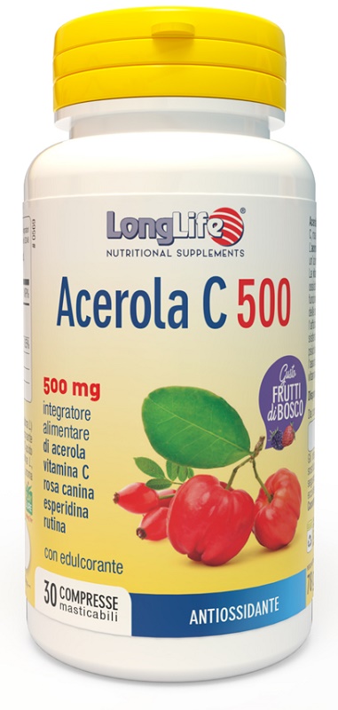 LONGLIFE ACEROLA C500 FRUTTI DI BOSCO 30 COMPRESSE MASTICABILI - goldeneffe.it
