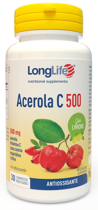 LONGLIFE ACEROLA C500 LIMONE 30 COMPRESSE MASTICABILI - goldeneffe.it