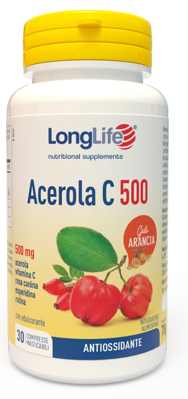 LONGLIFE ACEROLA C500 ARANCIA 30 COMPRESSE MASTICABILI - goldeneffe.it