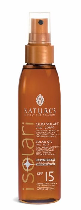 NATURE'S I SOLARI OLIO SOLARE VISO CORPO SPF 15 150 ML - goldeneffe.it