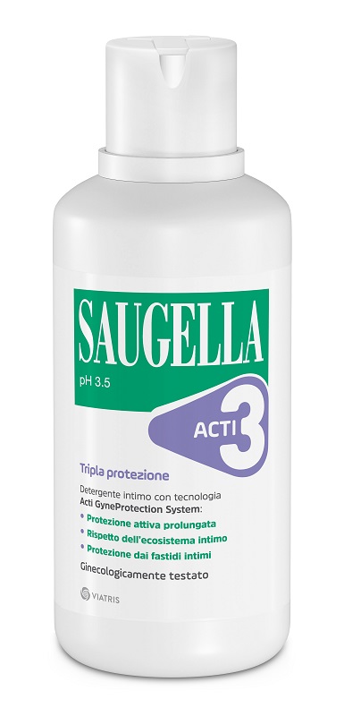SAUGELLA ACTI3 TRIPLA PROTEZIONE DETERGENTE INTIMO 500 ML - goldeneffe.it