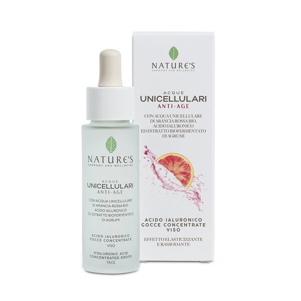 ACQUE UNICELLULARI ACIDO JALURONICO GOCCE VISO ANTI AGE ARANCIA ROSSA 30 ML NATURE'S - goldeneffe.it