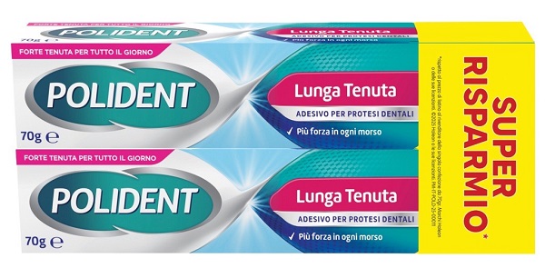 ADESIVO PROTESI DENTALI POLIDENT LUNGA TENUTA 2 TUBETTI X 70 G - goldeneffe.it