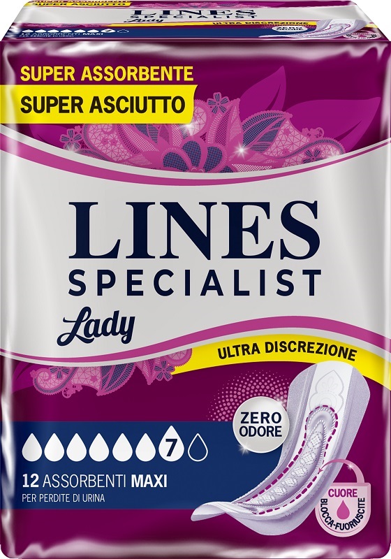 ASSORBENTI PER INCONTINENZA LINES SPECIALIST LADY 12 PEZZI - goldeneffe.it