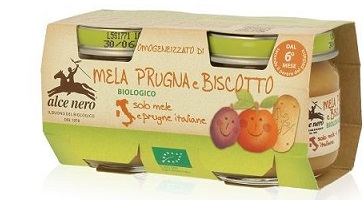 OMOGENEIZZATO MELA PRUGNA E BISCOTTO BABY FOOD BIO 2 X 80 G - goldeneffe.it