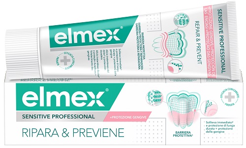 DENTIFRICIO ELMEX SENSITIVE RIPARA & PREVIENE 75 ML - goldeneffe.it