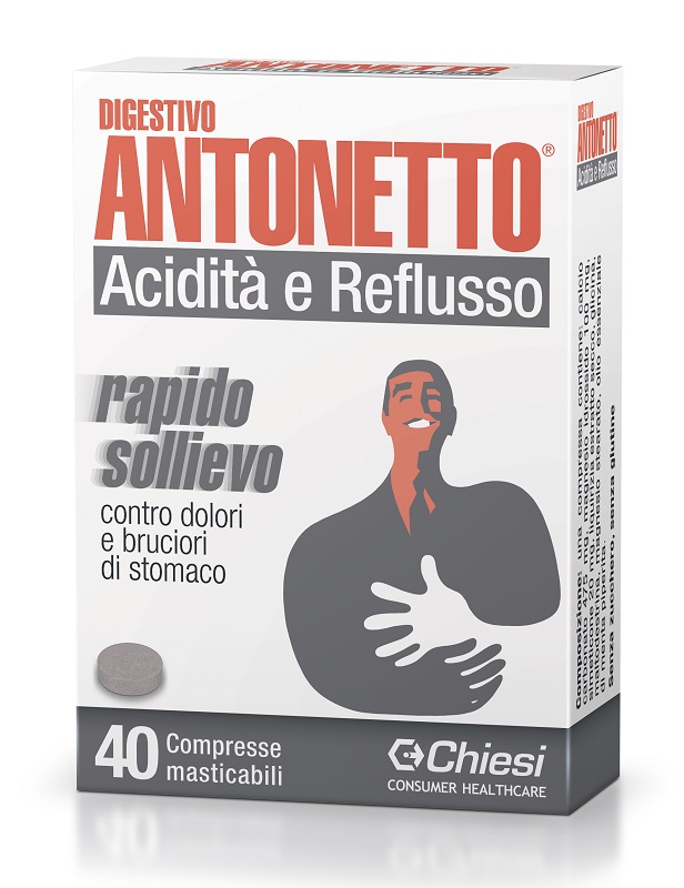 DIGESTIVO ANTONETTO ACIDITA' E REFLUSSO 40 COMPRESSE MASTICABILI - goldeneffe.it