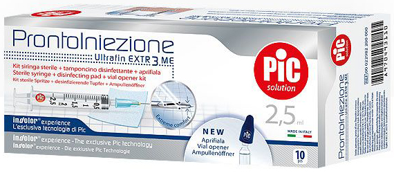 SIRINGA PIC SOLUTION PRONTO INIEZIONE 2,5 ML AGO GAUGE 23 1 1/4 10 PEZZI - goldeneffe.it