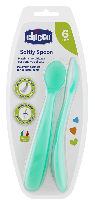 CHICCO CUCCHIAIO SILICONE MASCHILE BI PACK 6M+ - goldeneffe.it