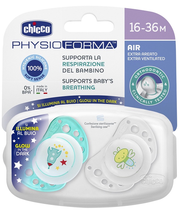 CHICCO SUCCHIETTO AIR LUMI IN SILICONE 16-36 MESI 2 PEZZI - goldeneffe.it