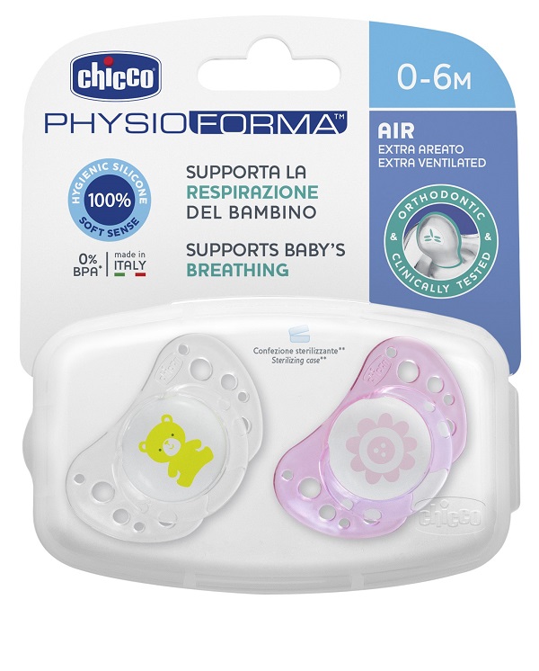 CHICCO SUCCHICCO AIR GIRL SILICONE 0-6 MESI 2 PEZZI - goldeneffe.it
