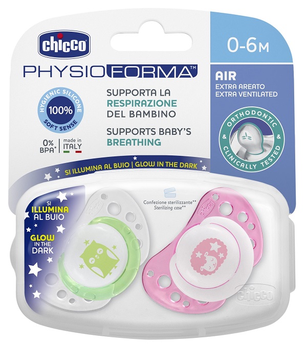 CHICCO SUCCHICCO AIR LUM SILICONE 0-6 MESI 2 PEZZI - goldeneffe.it