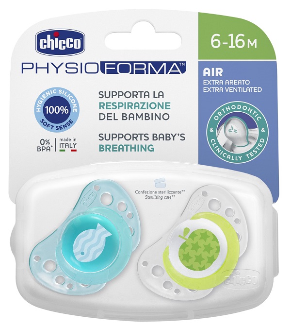 CHICCO SUCCHIETTO AIR BOY IN SILICONE 6-16 MESI 2 PEZZI - goldeneffe.it
