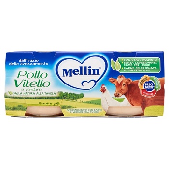 MELLIN OMOGENEIZZATO POLLO VITELLO CON VERDURE 2 X 80 G - goldeneffe.it