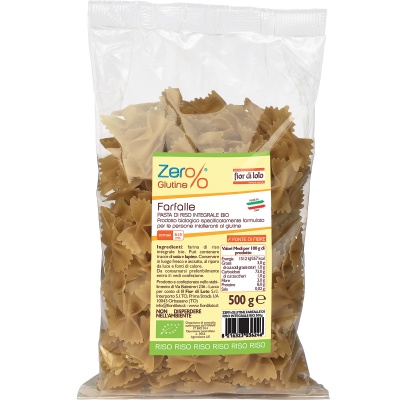 ZER% GLUTINE FARFALLE DI RISO INTEGRALE BIO 500 G - goldeneffe.it